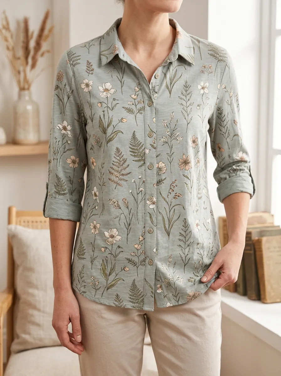 Women's Panorama Botanical Nature Lover Wildflower Shirt