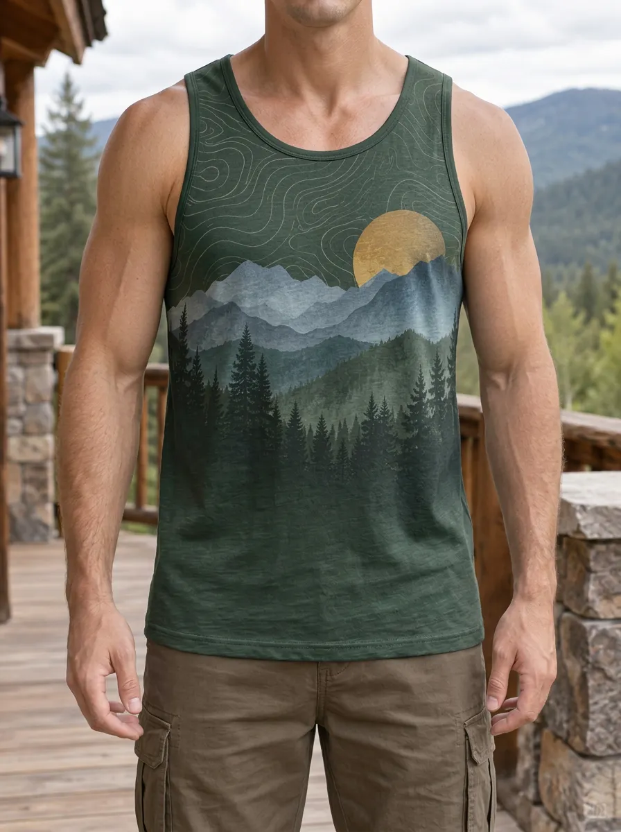 Men's Nature Hiking Mountain Forest Sun Tank Top