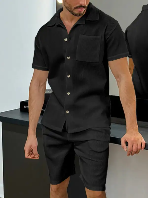 Button Up Coordinated Top And Shorts Set