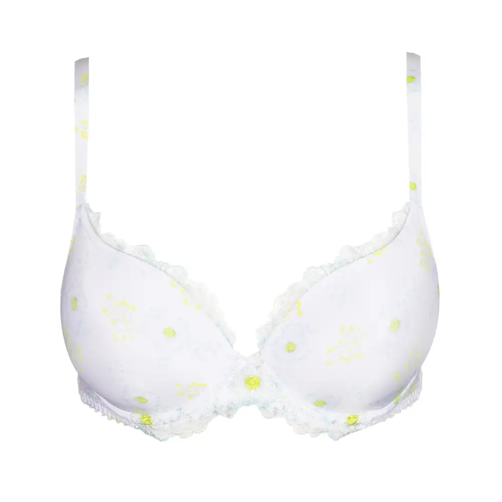 Women's Plunge Seamless Embroidery Mesh Microfiber Floral Detail Bra