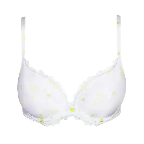 Women's Plunge Seamless Embroidery Mesh Microfiber Floral Detail Bra