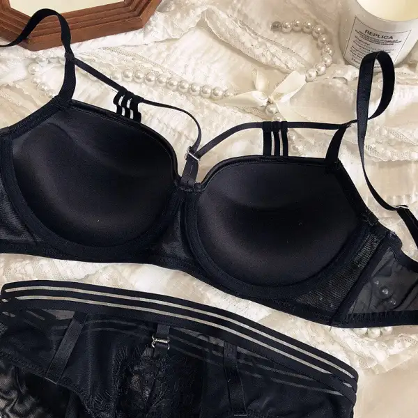 Neckline Strap Push-Up Lingerie Set