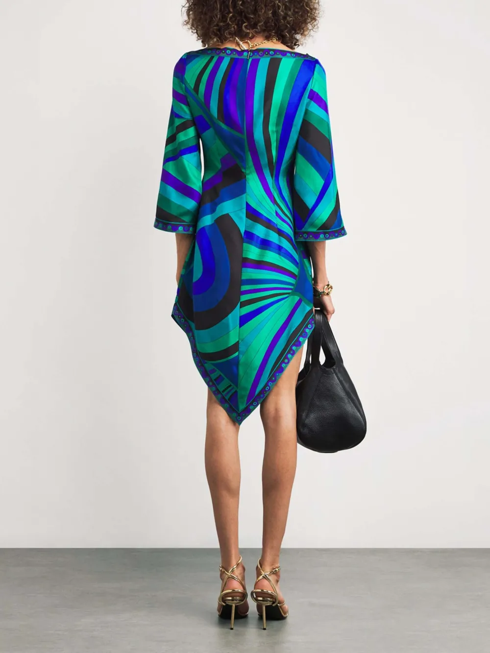 Satin Abstract Geometric Print Exquisite Mini Dress
