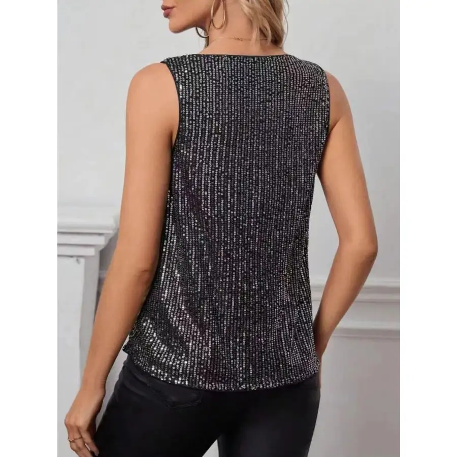Sequin Cowl Neck Tank