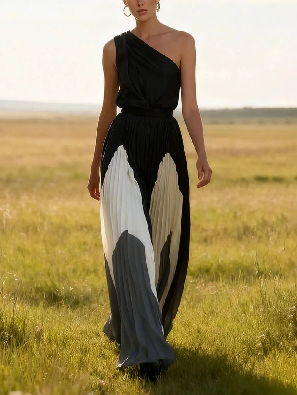 One Shoulder Ruched Maxi Dress