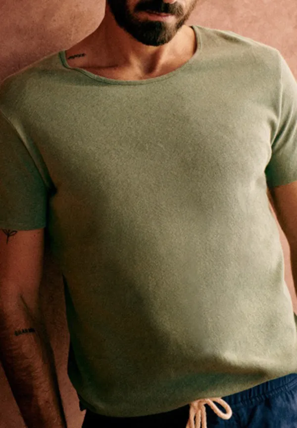 Olive Green Relaxed Fit Crew Neck T-Shirt