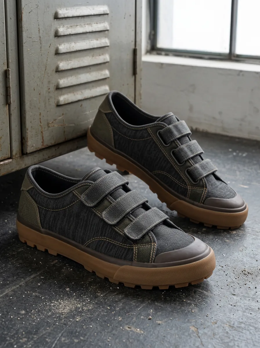 Men's Casual Vintage Canvas Hook and Loop Printed Shoes