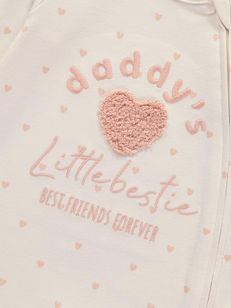 Daddys Bestie Embroidered Zip Fasten Sleepsuit detail 1