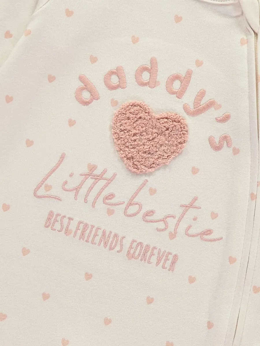 Daddys Bestie Embroidered Zip Fasten Sleepsuit