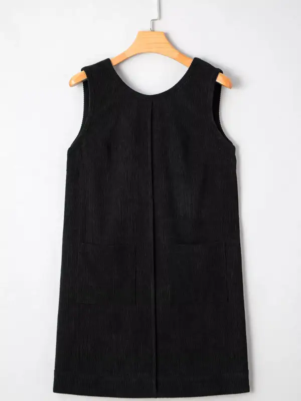Easy Fit Corduroy Pocketed Sleeveless Mini Dress