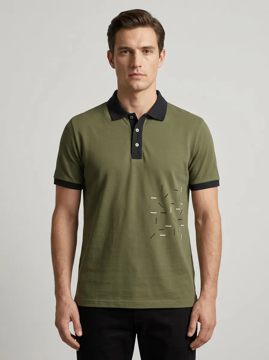 Clean-Line Geometric Men's Polo Shirt