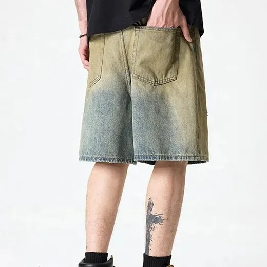 Utility Relaxed Fit Ripped Washed Distressed Shorts