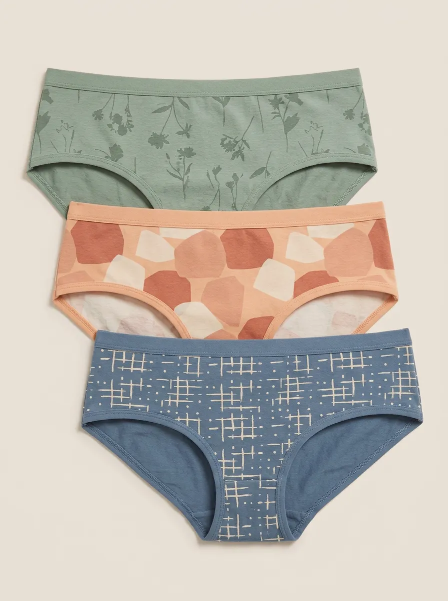 Women's Floral Geometric Abstract Three-Pack Briefs