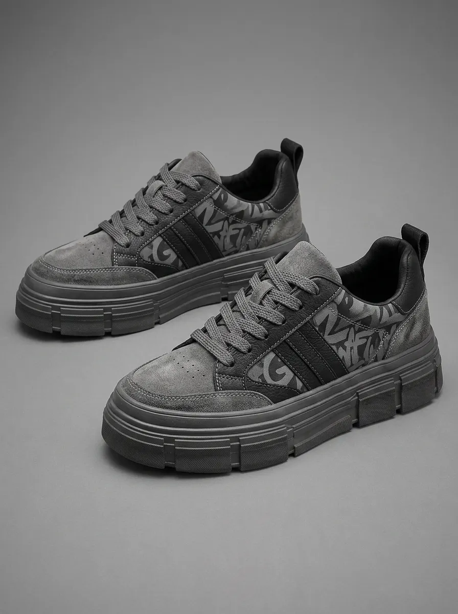 Men's Creative Streetwear Graffiti Pattern Patterned Minimal Skate Shoes
