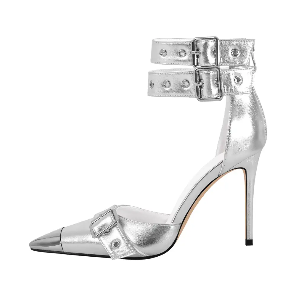 Modern Pointed Toe Stiletto Ankle Strap Pumps