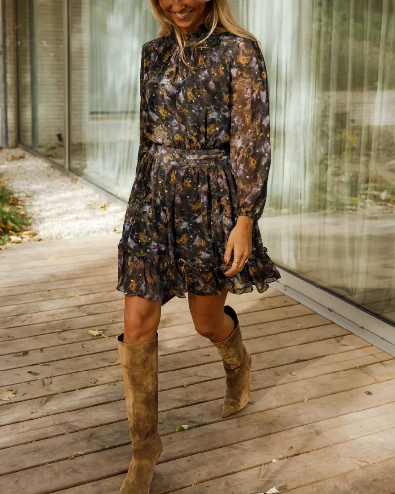 Easy Fit Ruffled Mini Soft Drape Dress