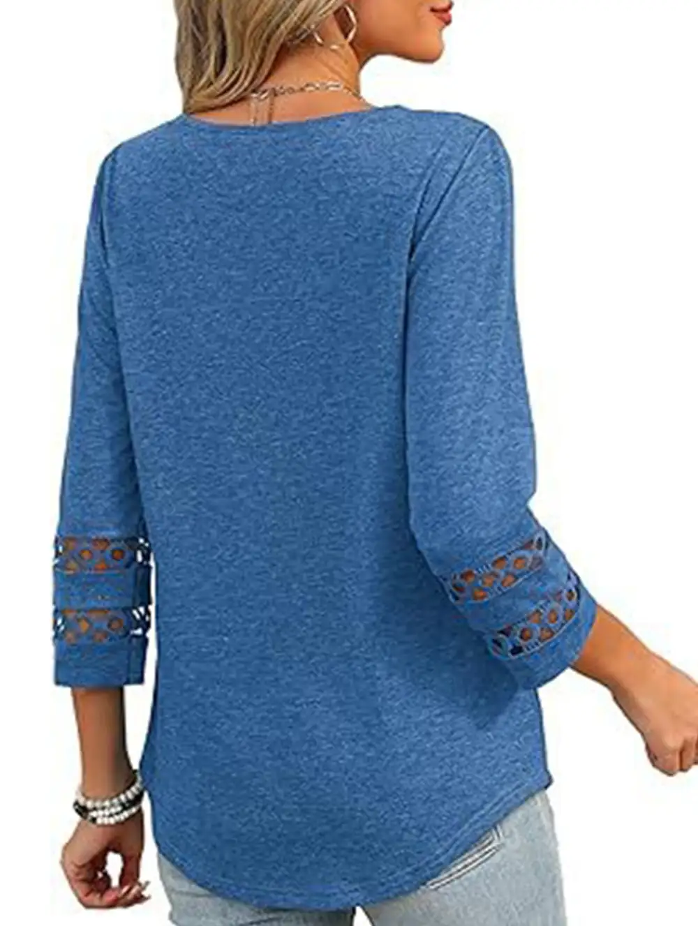 V-Neck Lace Trim Top