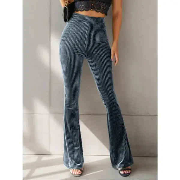 High Waisted Ribbed Velvet Flare Pants