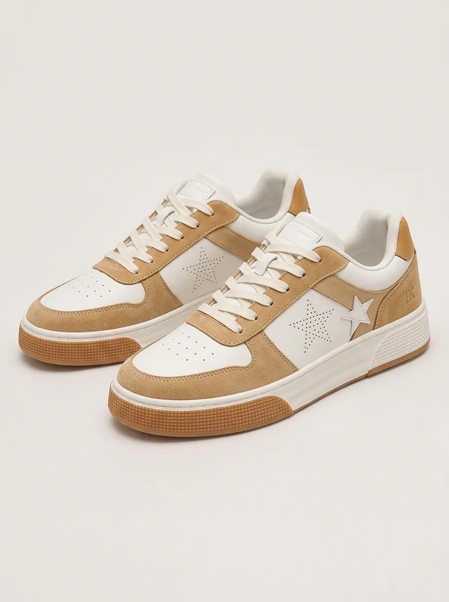 Men's Casual Star Pattern Suede Patchwork Skate Shoes