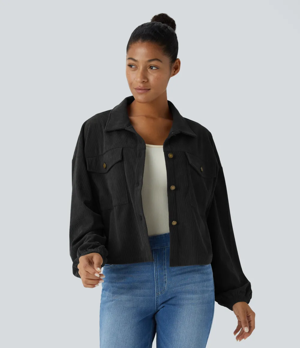 Long Sleeve Pocket Casual Corduroy Jacket