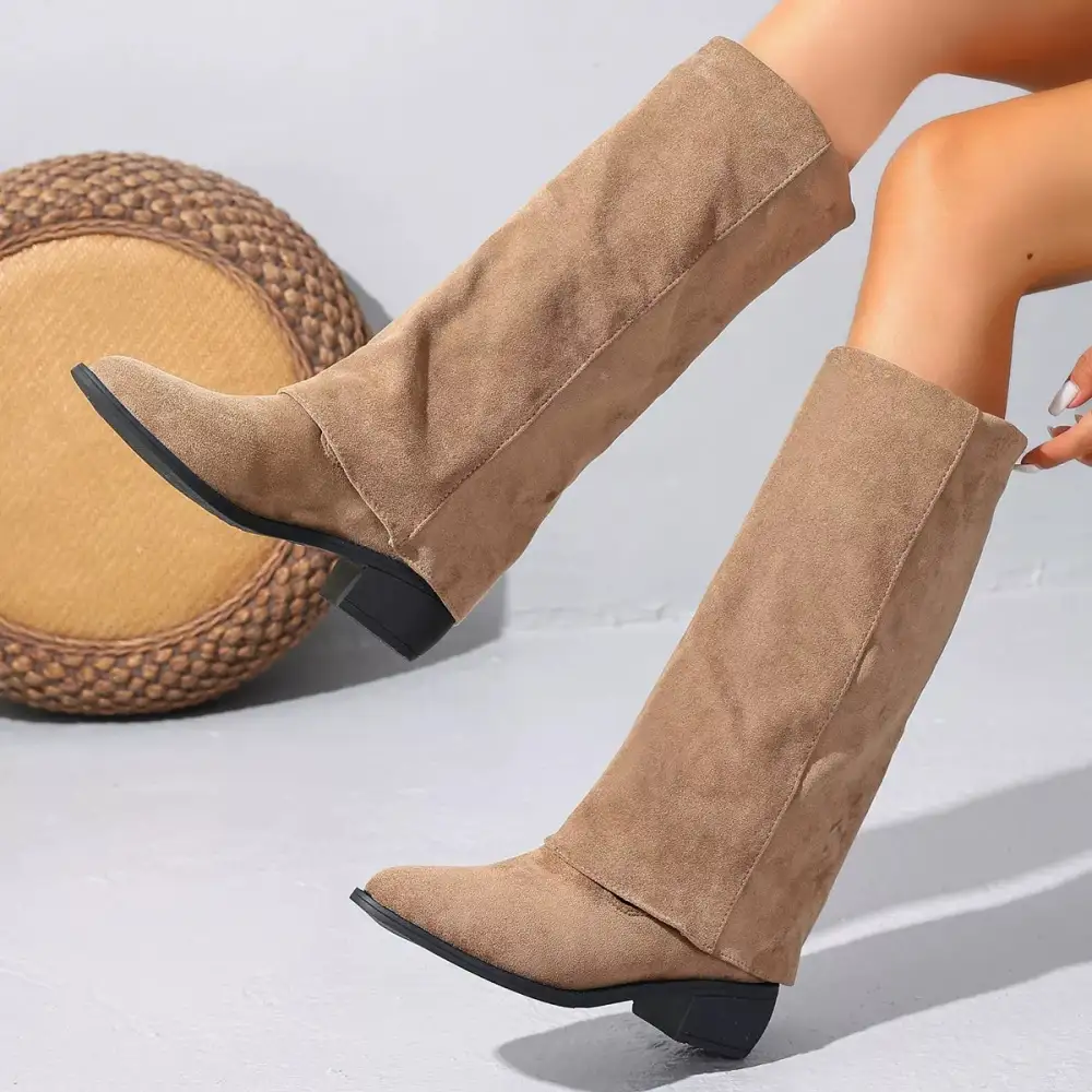 Classic Pointed Toe Block Heel Boots