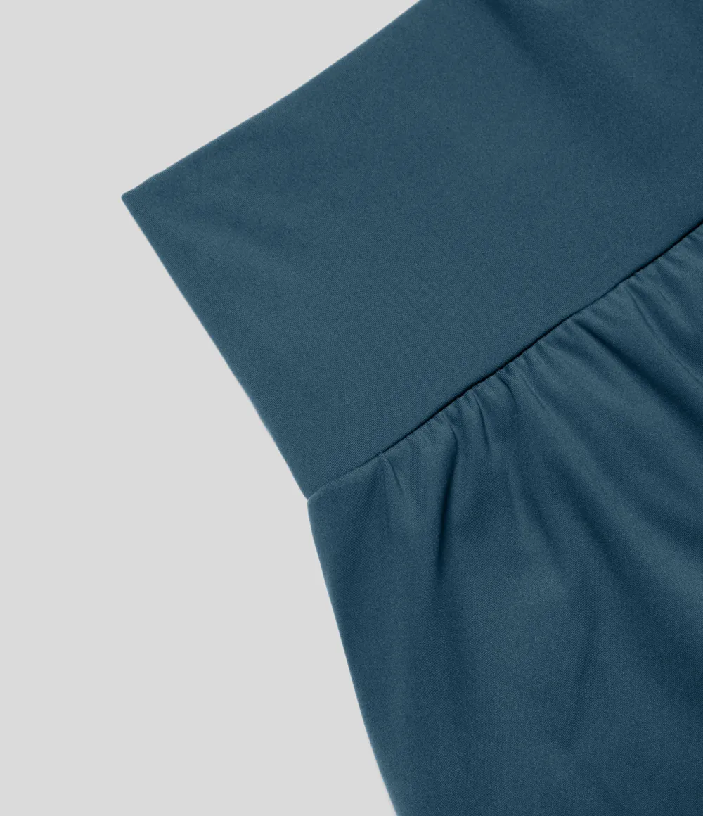 Super High Waisted Back Pocket & Side Hidden Pocket 2-in-1 Yoga Shorts 5''-Longer Length
