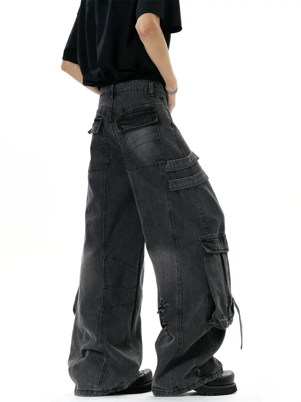 Distressed Harness Cargo Pants