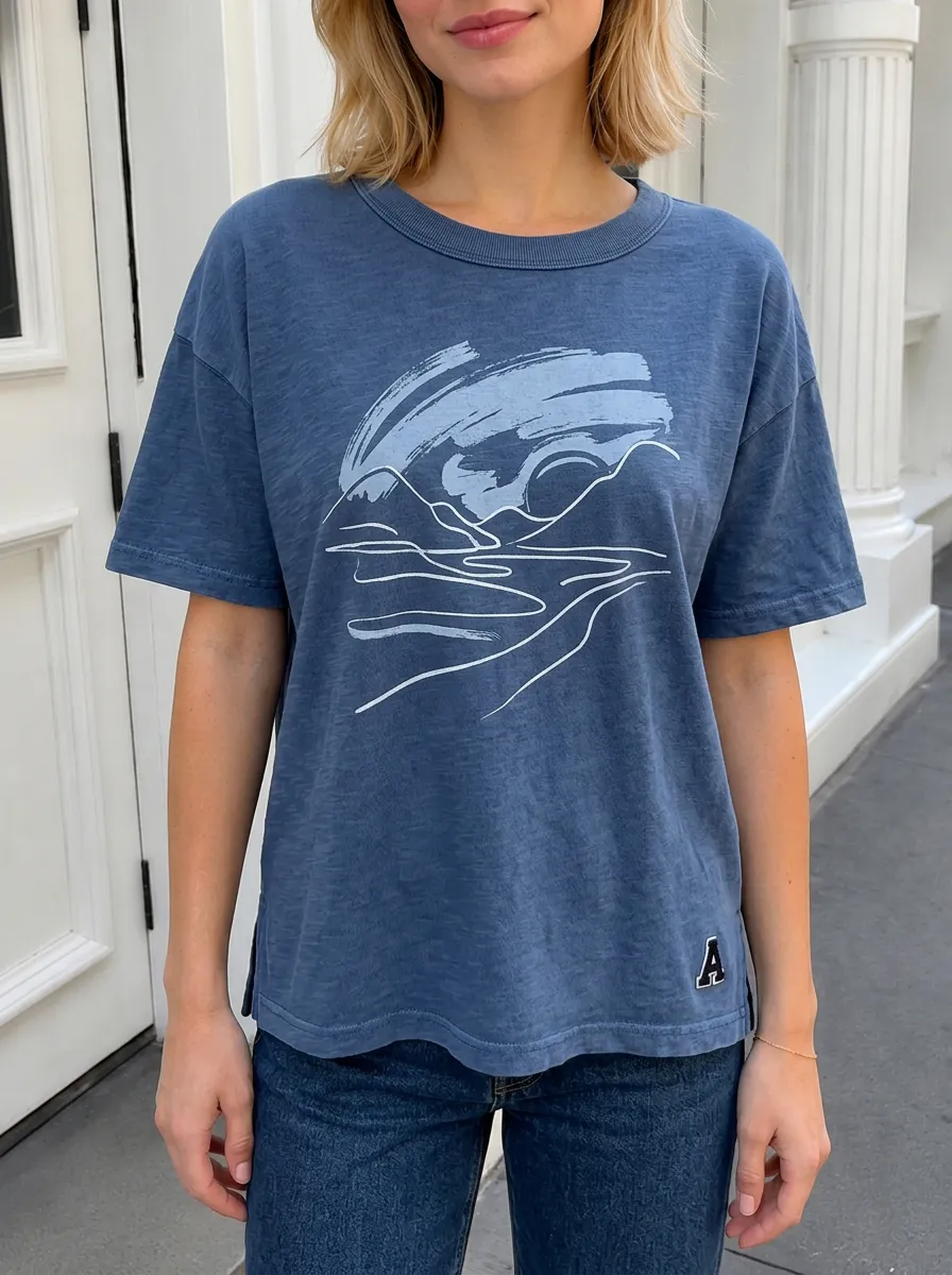 Women's Nature Lover Mountain Landscape Printed T-shirt