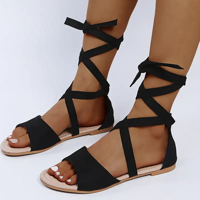 Strappy Open Toe Flat Sandals
