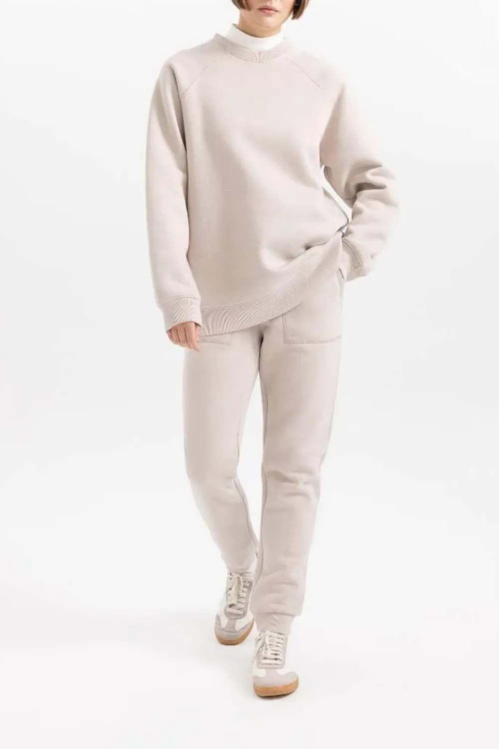 High-waisted Plain Long Pants
