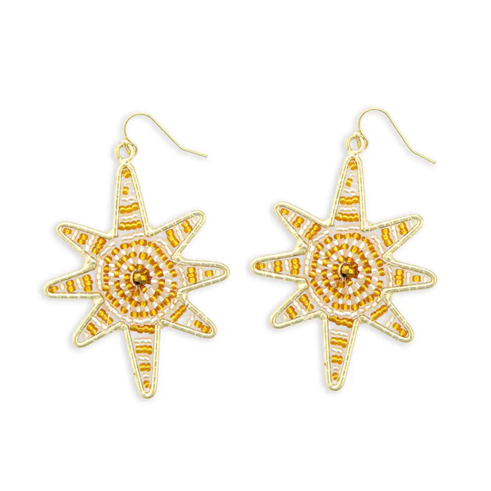 Balanced Flowing Celestial Star Beaded Earrings