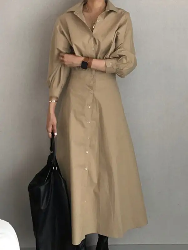 Pleated Shirt Maxi Dress