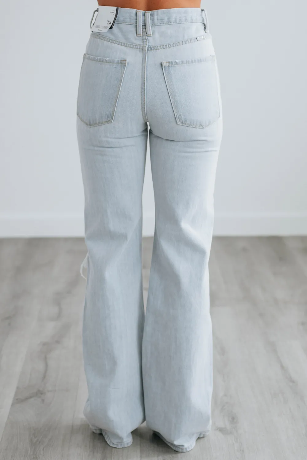Distressed High Rise Wide Leg Jeans