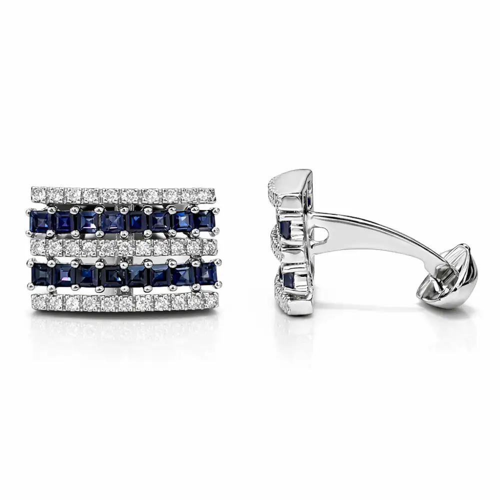 Modern Diamond Sapphire Cufflinks