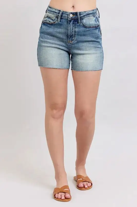 High Waist Star Seam Detail Shorts Denim Pants