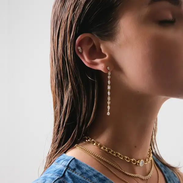 Diamond Pendant Drop Earring