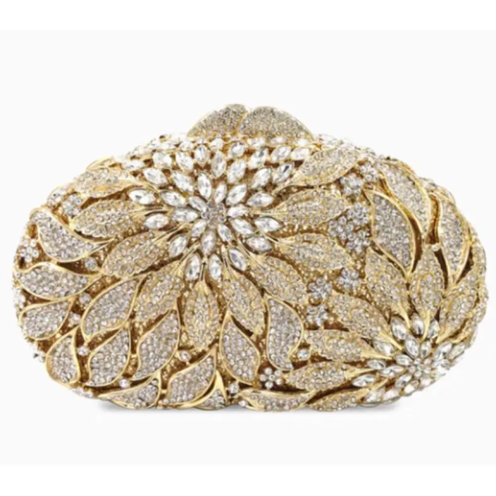 Metal Rhinestone Box Clutch Bag