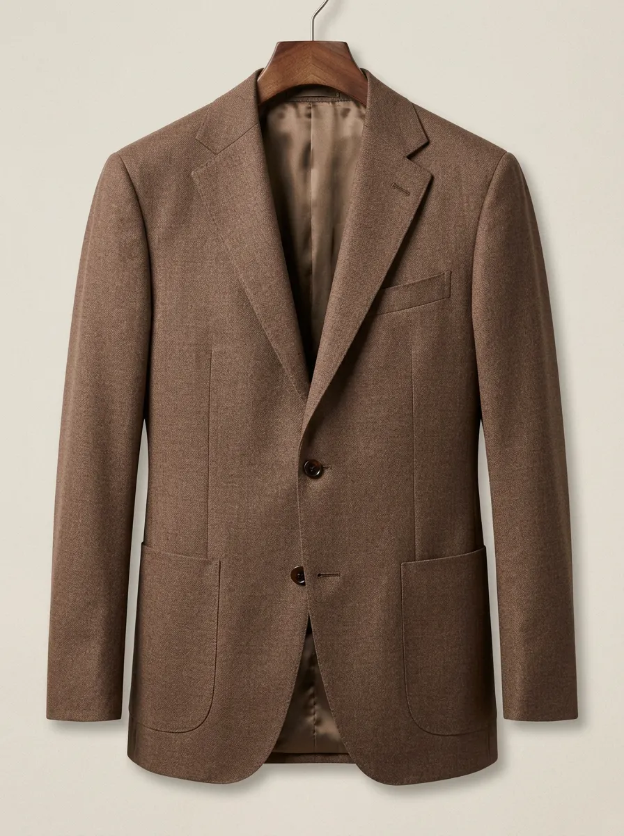 Notch-Lapel Two-Button Regular-Fit Welt-Pocket Men's Tailored Blazer Jacket