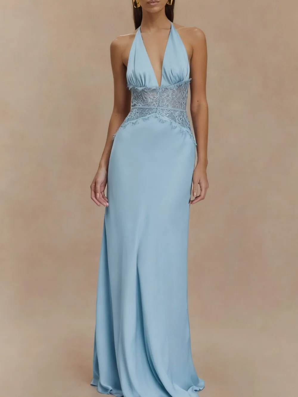 Polished Detail Lace Maxi Dress
