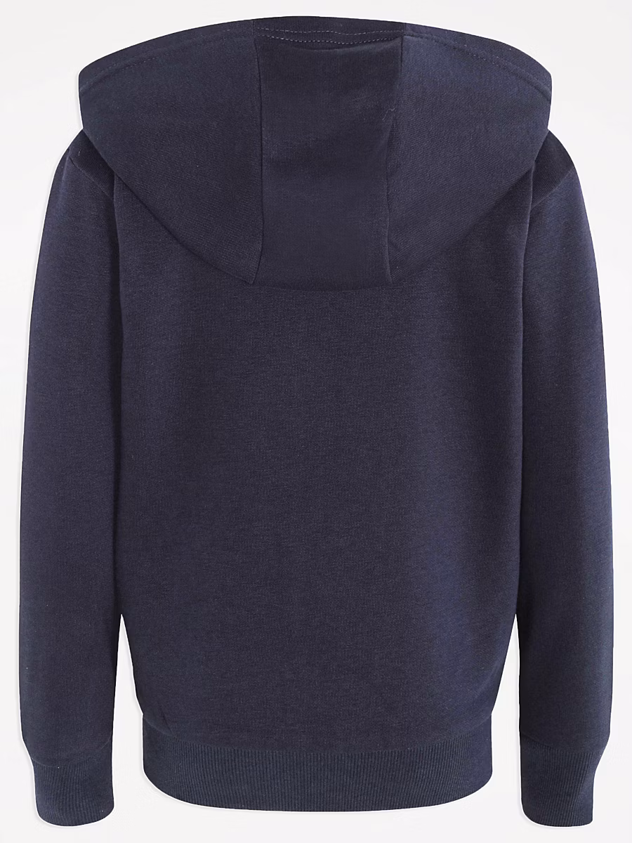 Navy Zip Through School Hoody detail 2
