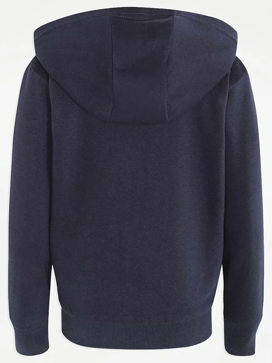 Navy Zip Through School Hoody