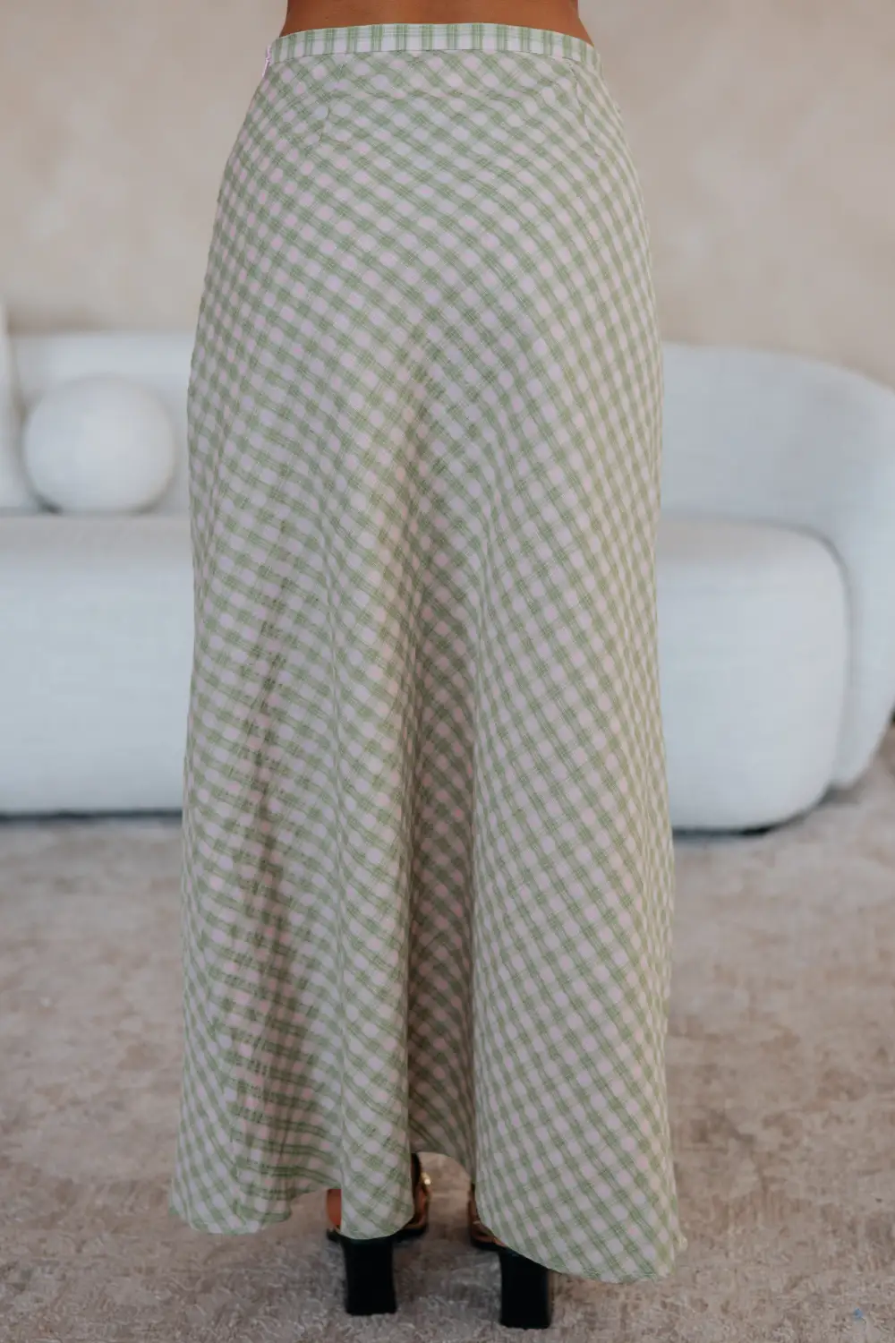 Gingham Cotton Maxi Skirt