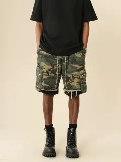 Camouflage Frayed Shorts