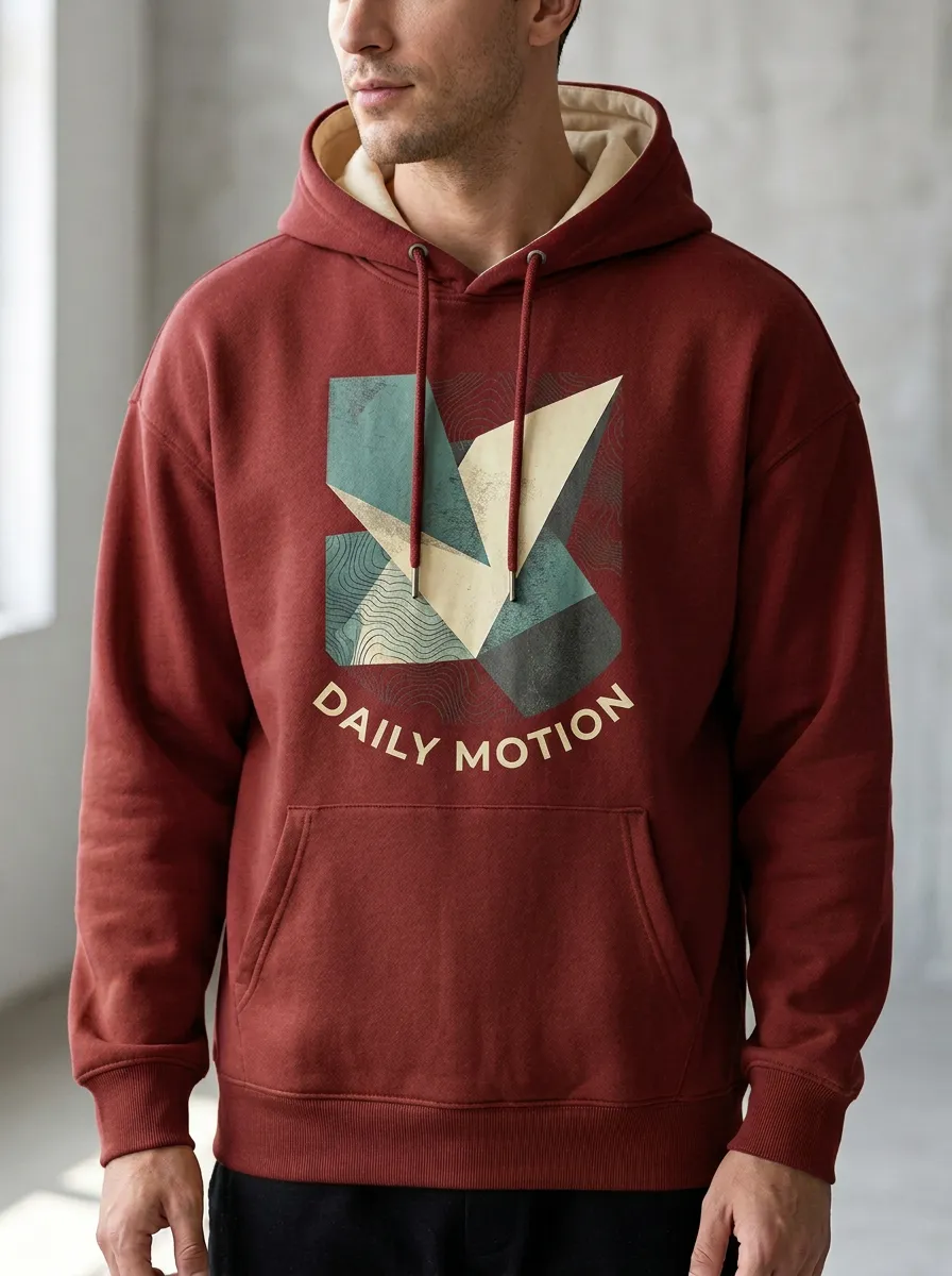 Unisex Contrast Hood Lining Graphic Hoodie