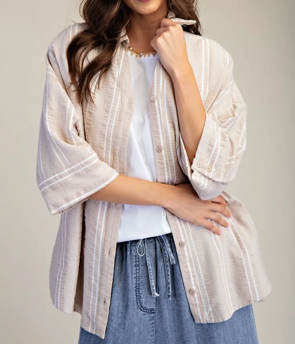 Striped Linen Button Down Shirt