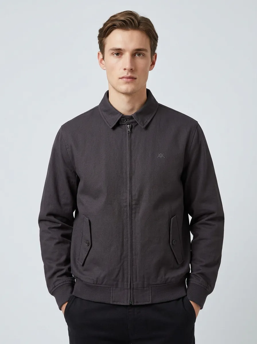 Men's Minimalist Geometric Embroidered Zip-up Jacket