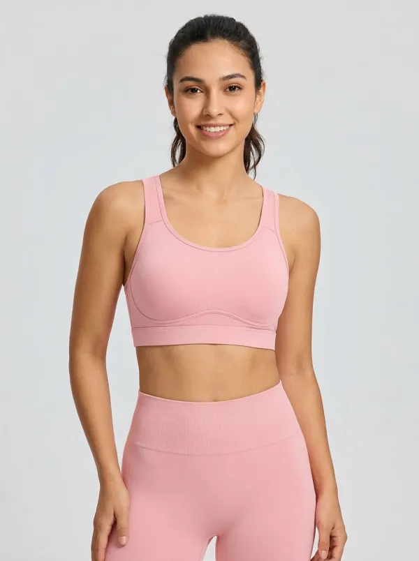 Women's Scoop-Neck Textured-Panel Sports Bra