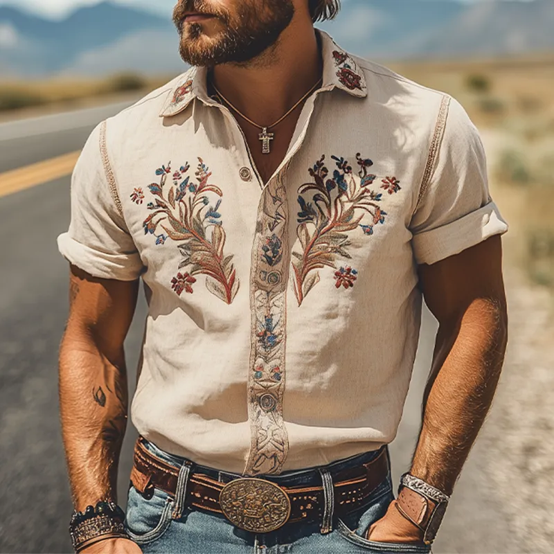 Textured Woven Embroidered Shirt