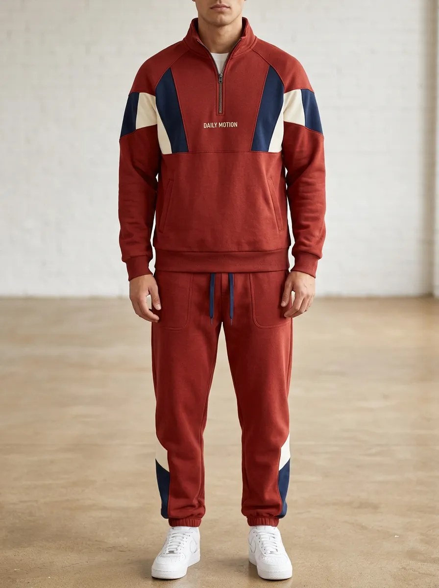 Men's Daily Motion Colorblock Quarter-Zip Print Jogger Set