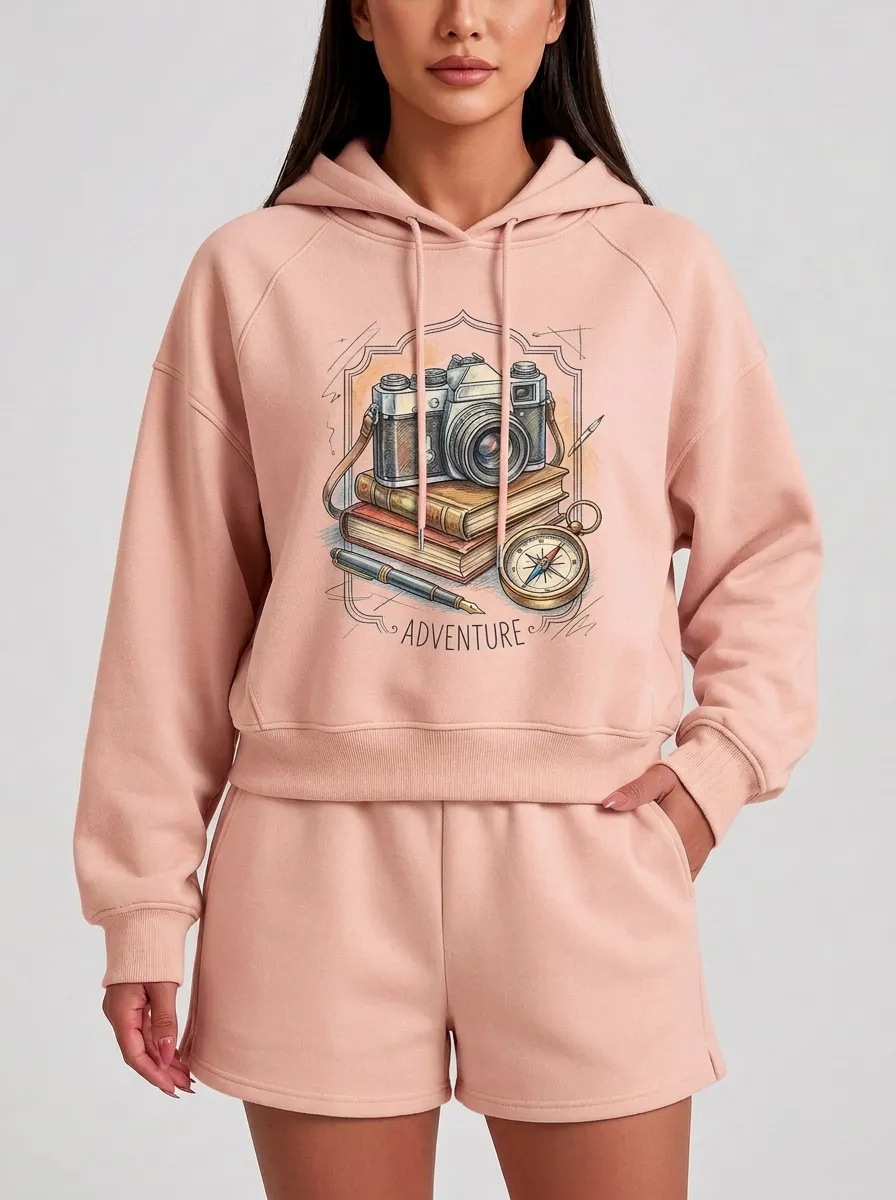 Women's Travel Photography Adventure Camera Books Graphic Hoodie